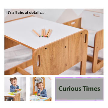 Minerakids®  0-4 jaar Dove Montessori speel-, studie- en activiteitenset 1 tafel & 2 stoelen