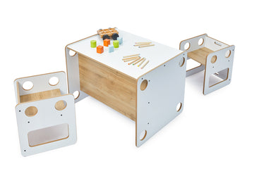 Minerakids®  0-6 jaar Goldfinch Montessori speel-, studie- en activiteitenset 1 tafel & 2 stoelen