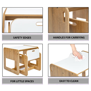 Minerakids®  0-4 jaar Dove Montessori speel-, studie- en activiteitenset 1 tafel & 1 stoel