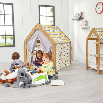 Minerakids® 0-6 jaar Premium Speelhuis/Speeltent (Naturel/Yellow/Hout)